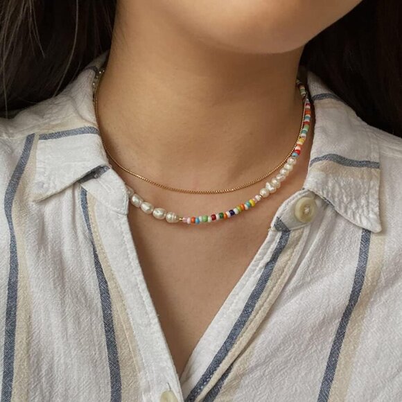 4-12 Pieces Beaded Choker Necklaces for Women Boho Seed Bead Choker Set Hawaiian - Picture 2 of 7